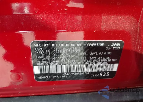 2024 Mitsubishi Outlander Se/Black Edition z USA, uszkodzony, nr VIN JA4J3VA89RZ017041